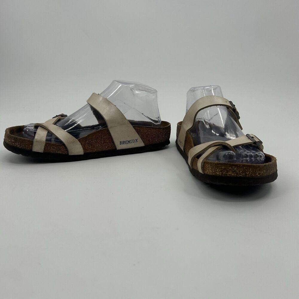 Birkenstock Mayari Sandals Toe Loop Women’s Size: 39 8 Beige/Brass Fast Shipping